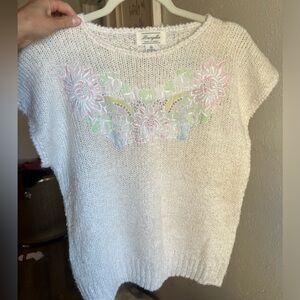 Vintage floral appliqué sweater